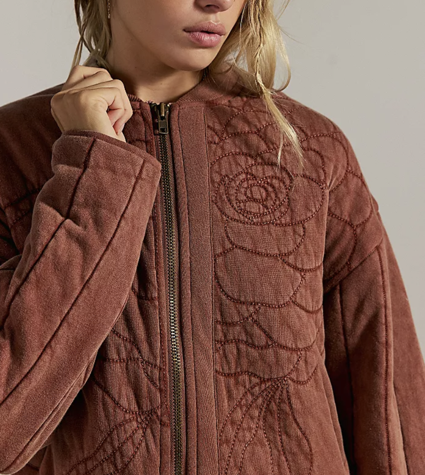 Free People Rose Zip-Up Sweatshirt in Cinnamon Stick — Hanalei and
